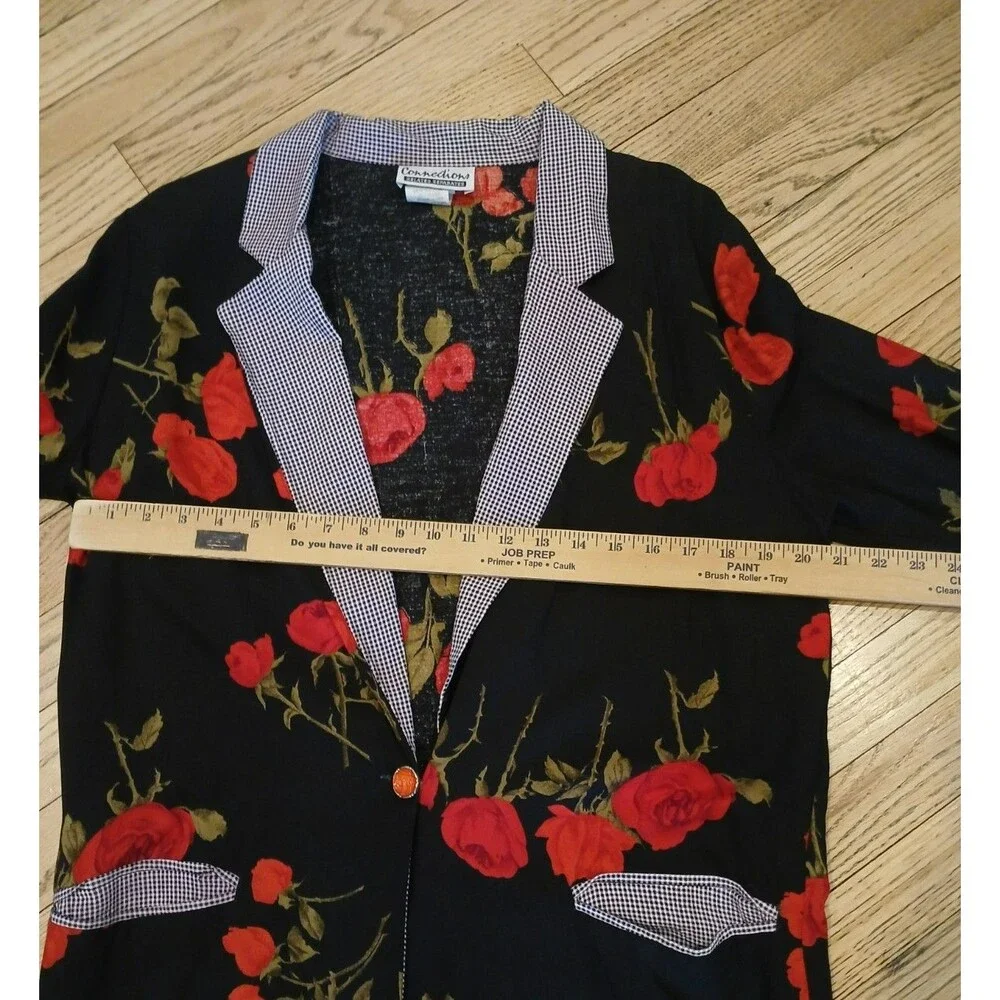 Connections Vintage Women's Long Floral Blazer Jacket Office Work Modest Church - Picture 9 of 12